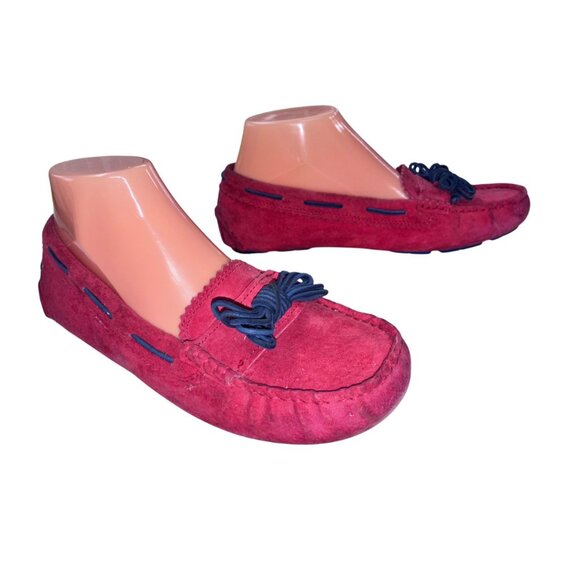 UGG Australia Shoes Meena Flats Moccasins RED Suede Leather 1003739 Sz 8 ...d - Picture 1 of 9
